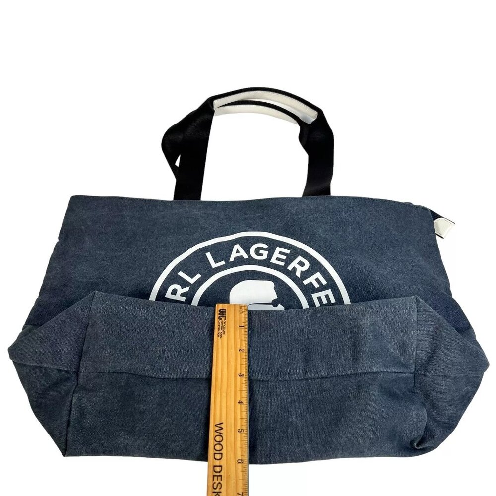 Karl Lagerfeld Paris Kristen Canvas Tote Bag Signature Blue - Picture 15 of 16